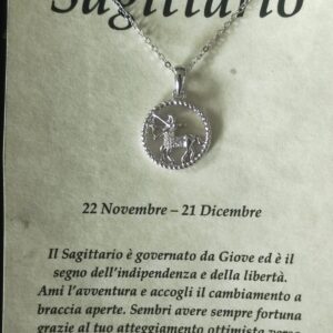 Collana in argento con ciondolo a forma di segno zodiacale – Sagittario (22 novembre – 21 dicembre) – Oroscopo zodiacale costellazione celeste gioielli astrologia – regalo donna uomo, Argento