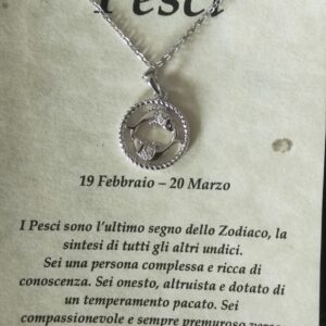 Collana in argento con ciondolo a forma di segno zodiacale – Pesci (19 febbraio – 20 marzo) – Oroscopo zodiacale costellazione celeste gioielli astrologia – regalo donna uomo, Argento