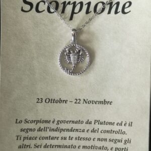 Collana in argento con ciondolo a forma di segno zodiacale – Scorpione (23 ottobre – 21 novembre) – Oroscopo zodiacale costellazione celeste gioielli astrologia – regalo donna uomo, Argento