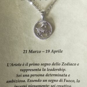 Collana in argento con ciondolo a forma di segno zodiacale – Ariete (21 marzo – 19 aprile) – Oroscopo zodiacale costellazione celeste gioielli astrologia – regalo donna uomo, Argento sterling