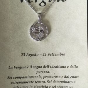 Collana in argento con ciondolo a forma di segno zodiacale – Vergine (23 agosto – 22 settembre) – Oroscopo zodiacale costellazione celeste gioielli astrologia – regalo donna uomo, Argento