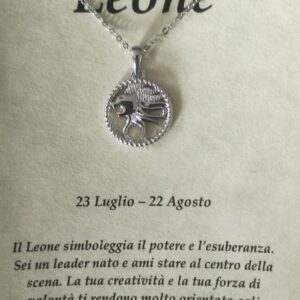 Collana in argento con ciondolo a forma di segno zodiacale, Leone (23 luglio – 22 agosto) – Oroscopo zodiacale costellazione celeste gioielli astrologia – regalo donna uomo, Argento