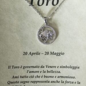 Collana in argento con ciondolo a forma di segno zodiacale – Toro (20 aprile – 20 maggio) – Oroscopo zodiacale costellazione celeste gioielli astrologia – regalo donna uomo, Argento
