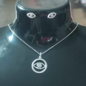 Collana girocollo in argento con occhio unico in argento 925 sterling